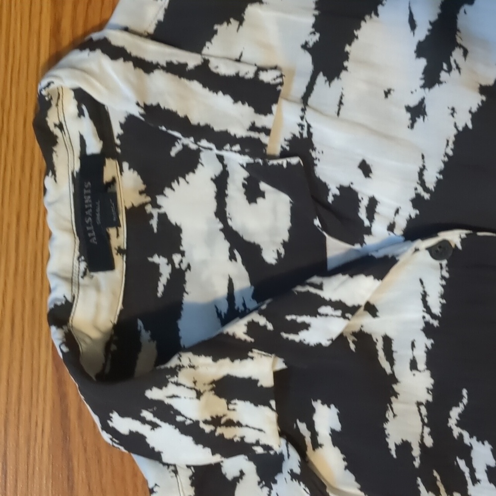 All Saints Button-Up Short Sleeve Zebra Print Blo… - image 3